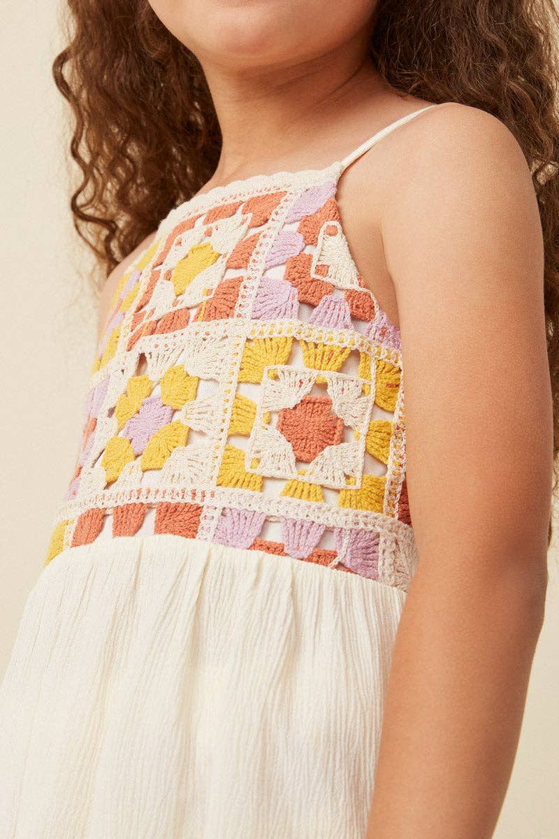 Crochet Paneled Babydoll Tank
