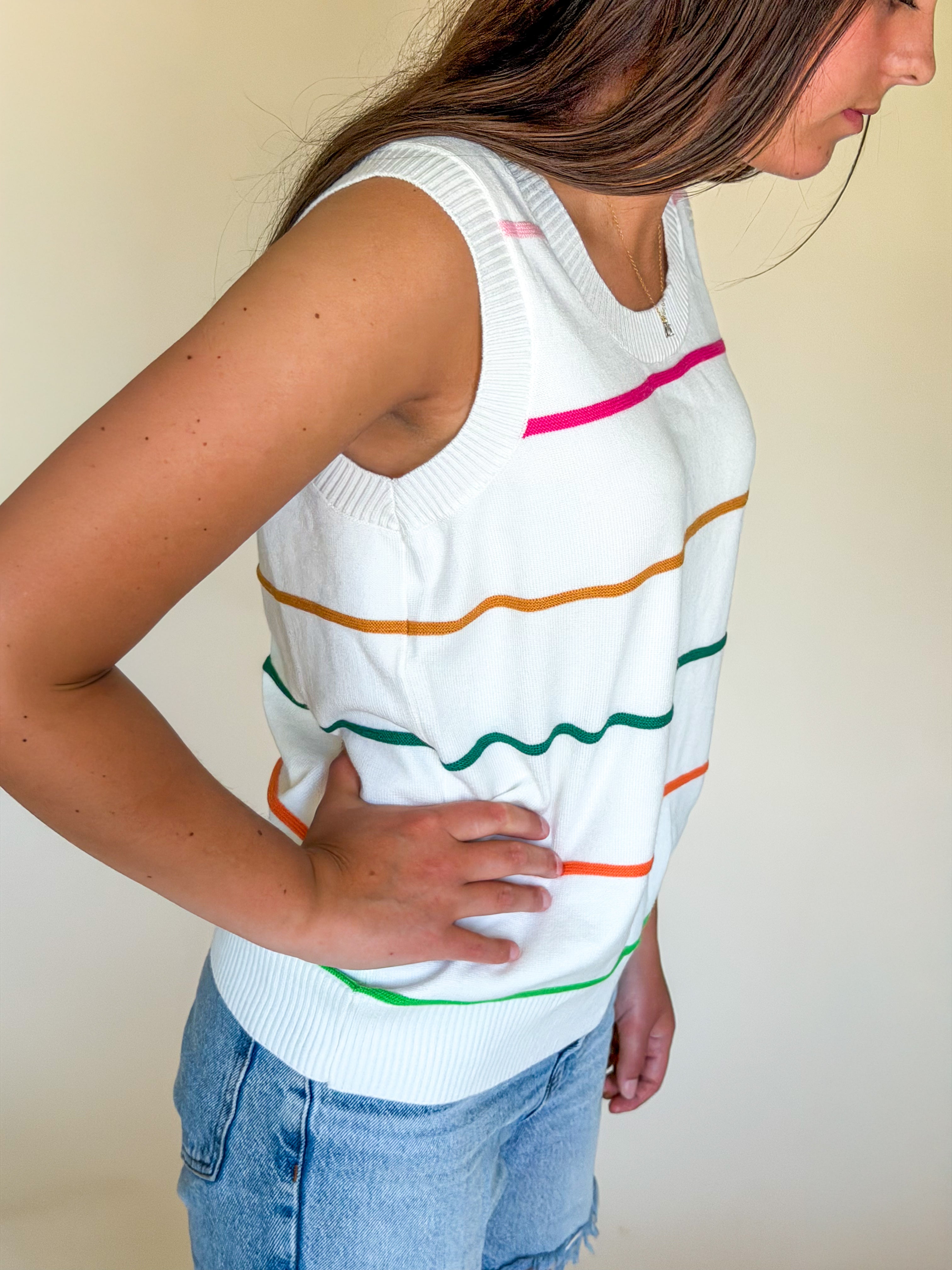 Striped Knitted Sweater Tank