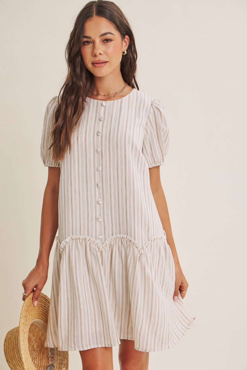 Stripe Puff Sleeve Dress