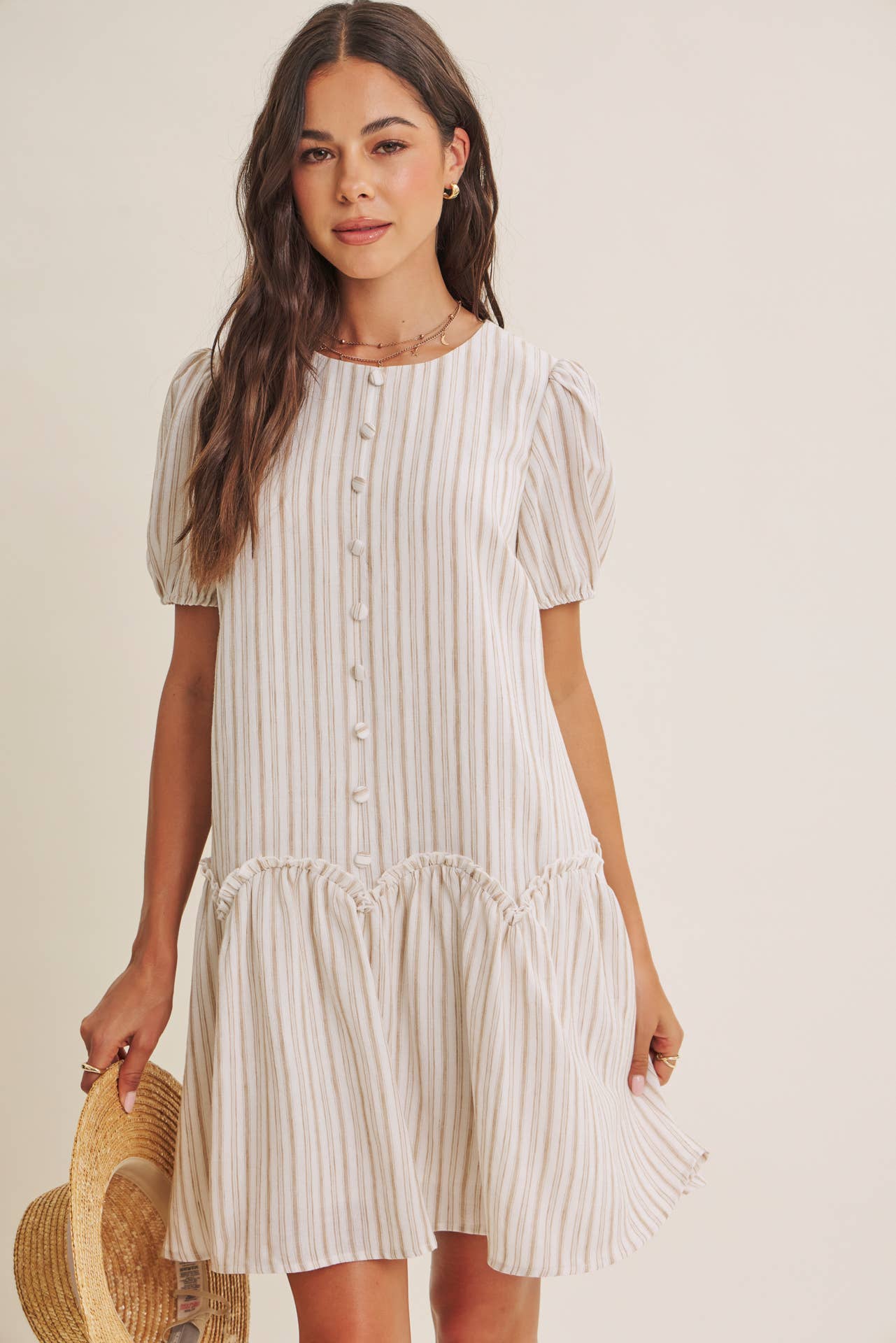 Stripe Puff Sleeve Dress