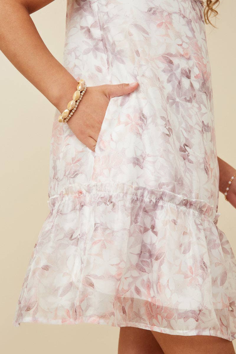 Organza Floral Ruffle Dress
