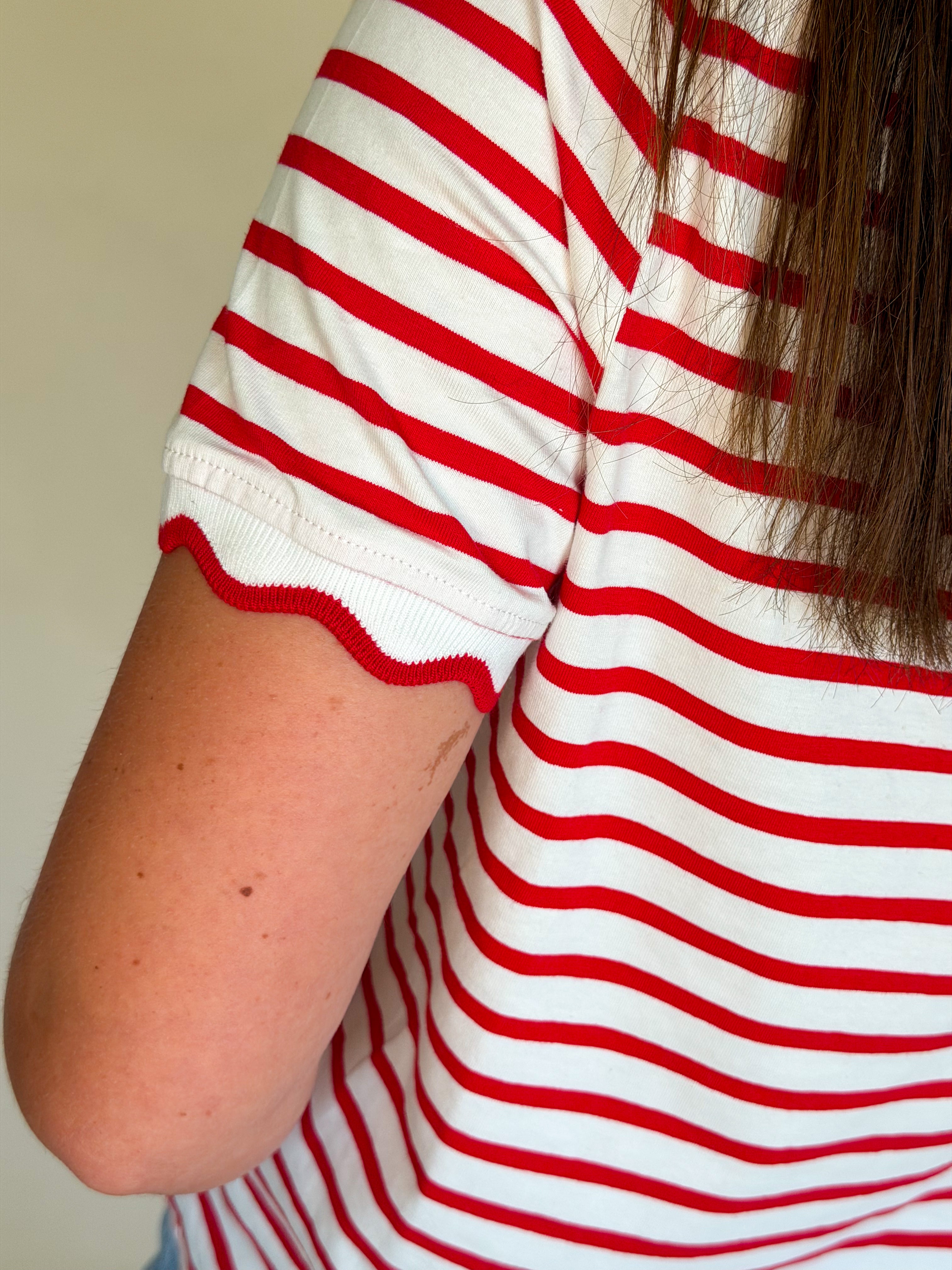 Stripe Scalloped Shirt