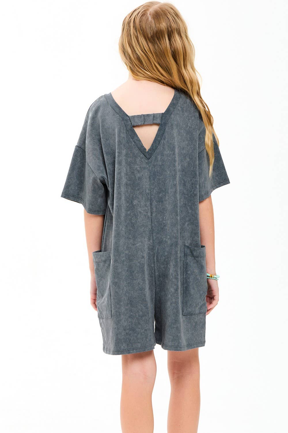 Mineral Washed Low-Back Oversized Romper