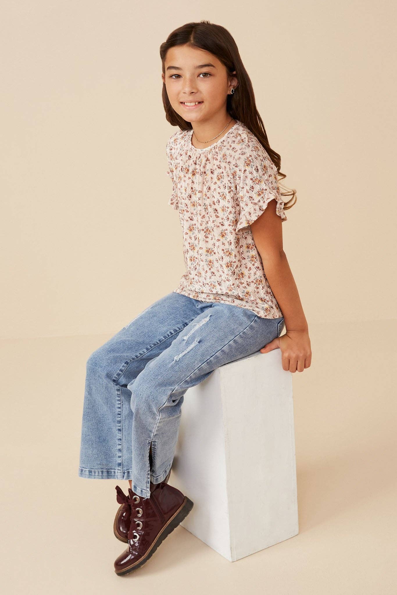 Floral Print Velvet  Top