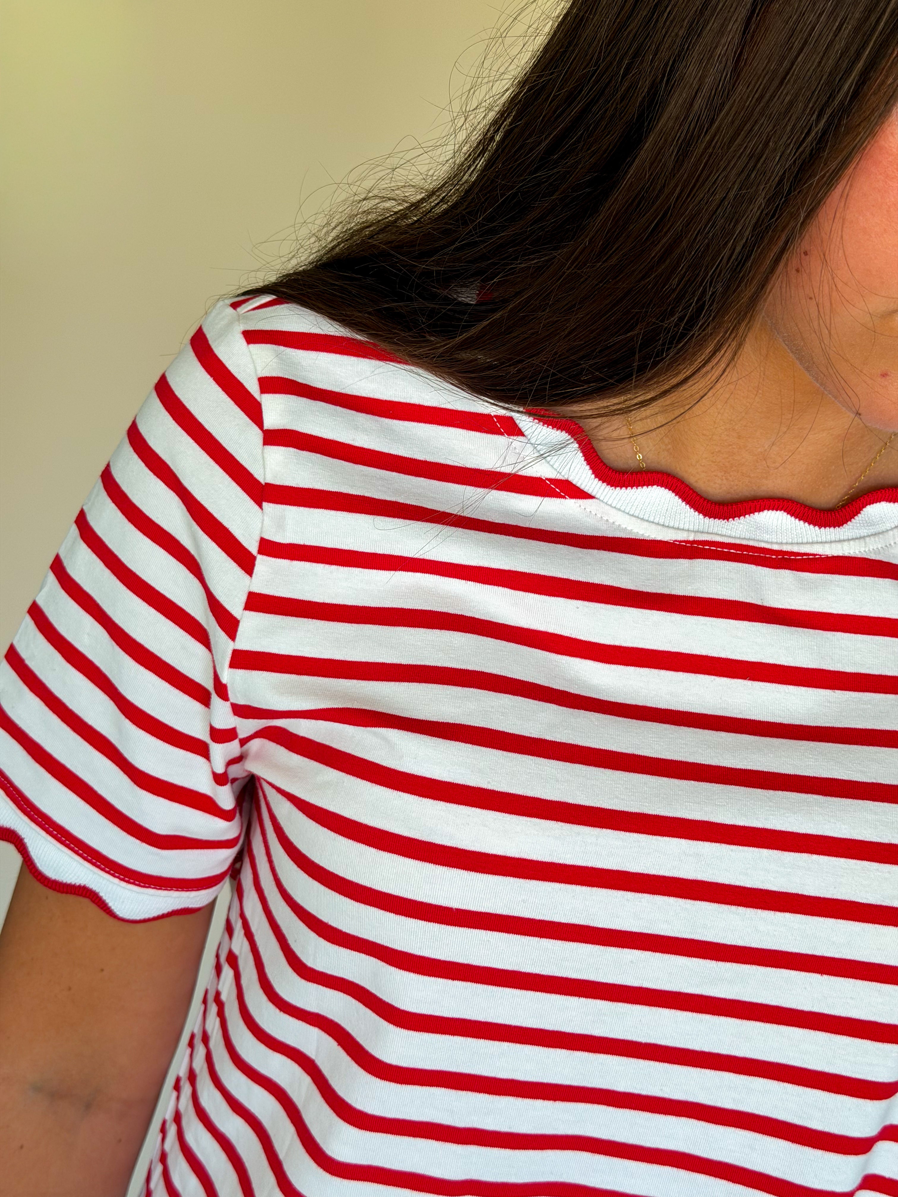 Stripe Scalloped Shirt