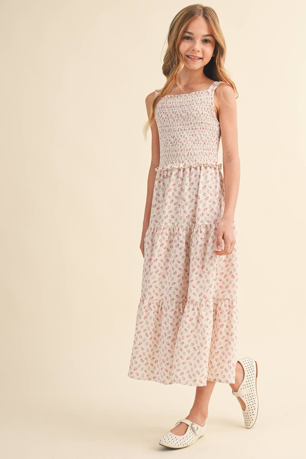 Smocked Tiered Midi Dress