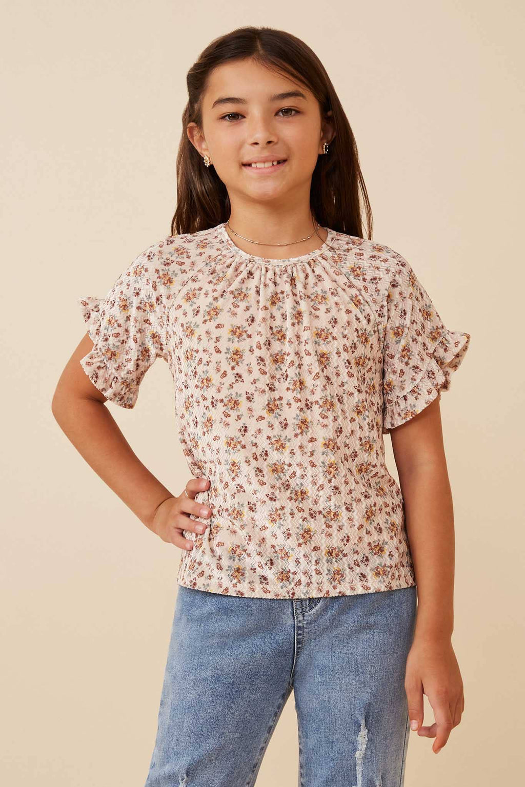Floral Print Velvet  Top