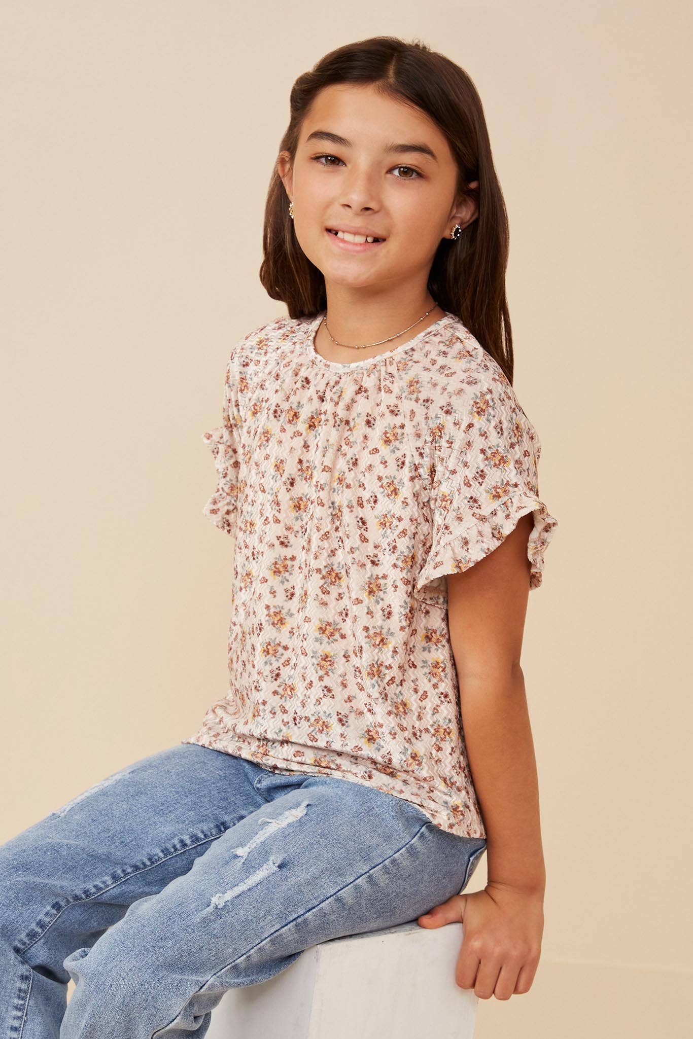 Floral Print Velvet  Top