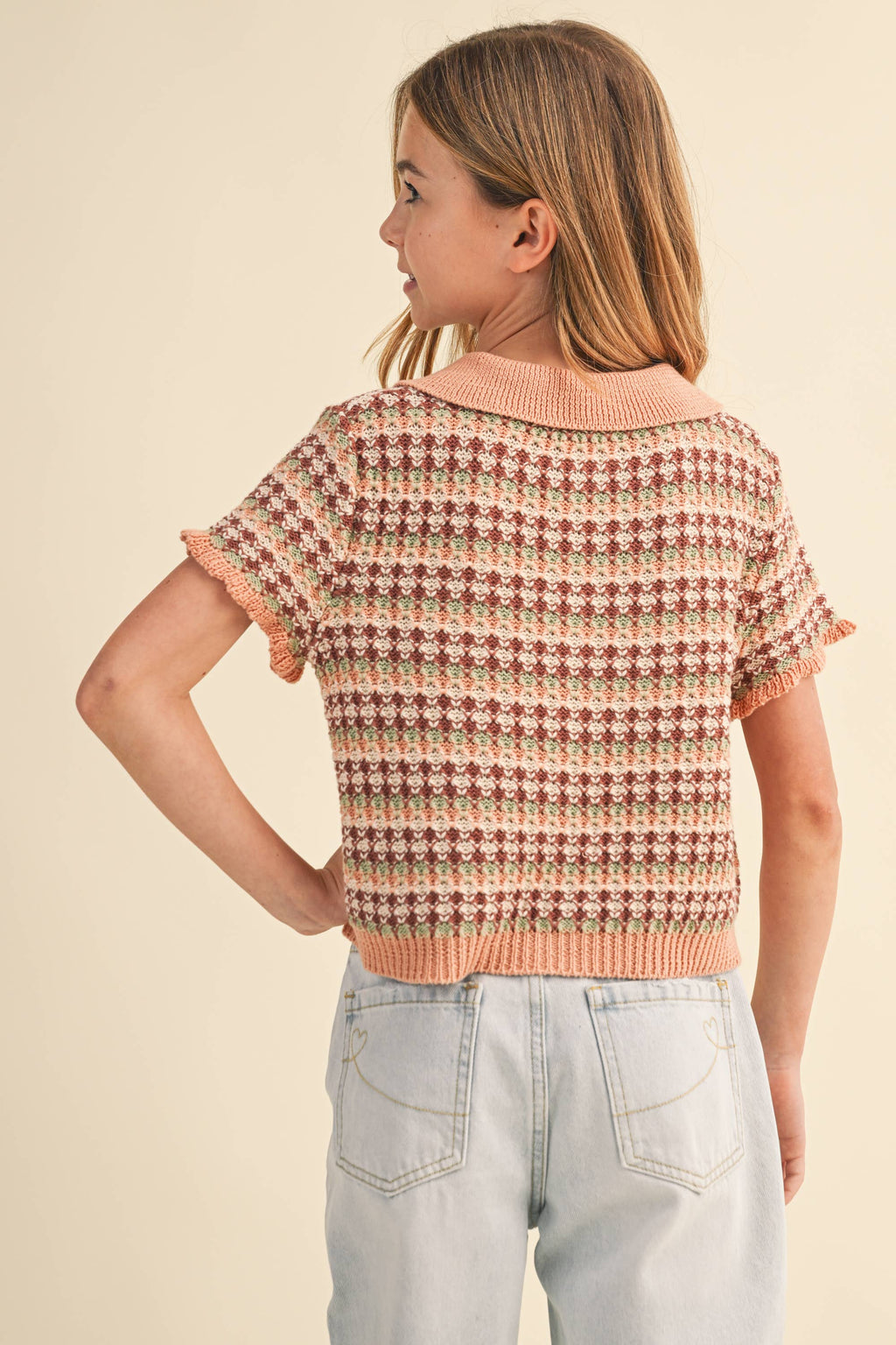 Collared Crop Knit Top