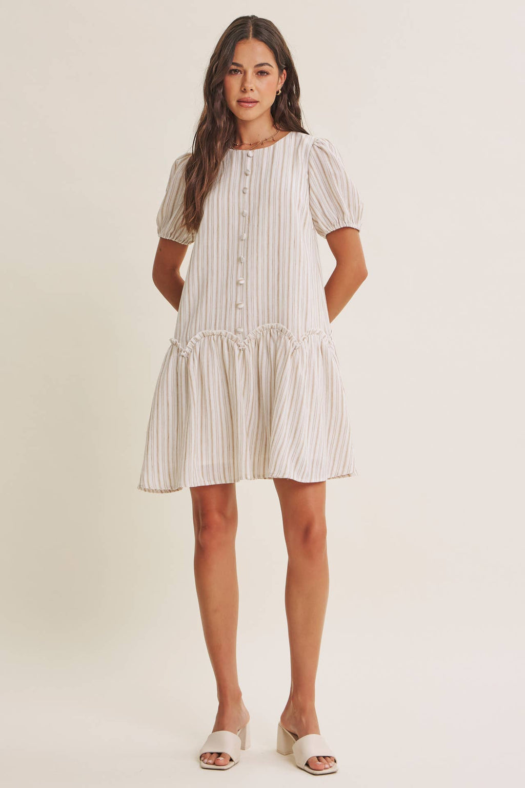 Stripe Puff Sleeve Dress